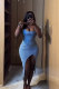 EVE Sexy Backless Irregular Denim Midi Dress GMYU-6596