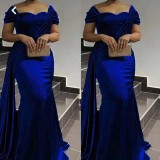 EVE Irregular Solid Color Short Sleeve Maxi Dress GMYU-8123