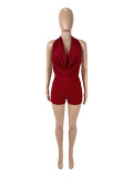 EVE Backless Tie Up Mesh Two Piece Shorts Set SHD-9525