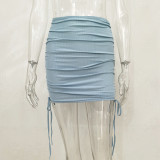 EVE Knits Drawstring Pleated Mini Skirts JHYB-9079