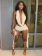 EVE Sleeveless Backless Tight Two Piece Shorts Set SHD-9524