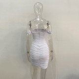 EVE Wrap Chest Mesh Pleated Mini Dress JHYB-9065
