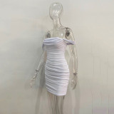 EVE Wrap Chest Mesh Pleated Mini Dress JHYB-9065
