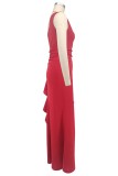 EVE Single Shoulder Solid Color Ruffles Maxi Dress XHXF-463