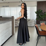 EVE Color Block Wrap Chest Tops Two Piece Skirt Set ZSD-0755