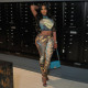 EVE Sleeveless Print Crop Top Two Piece Pants Set SHD-9528