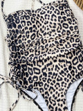 EVE Leopard Print Tie Up One Piece Swimsuit CSYZ-382
