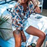 EVE Plus Size Bat Sleeve Loose Print Shirt GQIF-0429