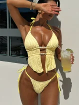 EVE Solid Color Tie Up Bikinis Swimsuit CSYZ-339