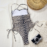 EVE Leopard Print Tie Up One Piece Swimsuit CSYZ-382