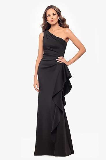 EVE Single Shoulder Solid Color Ruffles Maxi Dress XHXF-463