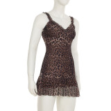 EVE Mesh Leopard Print Sling Mini Dress GPKJ-KJ26392