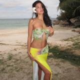 EVE Halterneck Print Vest Split Long Skirts Suit SHD-9770