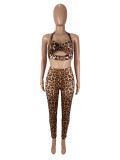 EVE Leopard Print Wrap Chest Tops Pants Suit SHD-9759