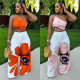 EVE Floral Print Single Shoulder Wide-Leg Pants Two-Piece Set SHD-9738