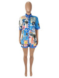EVE Short Sleeve Print Shirt Two Piece Shorts Set SHD-9741