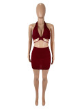 EVE Halter Butterfly Embroidery Half Skirt Set SHD-9763