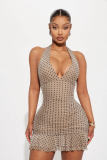 EVE Polka Dot  Print Halterneck Mini Dress GXIY-XS-L45295