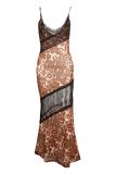 EVE Leopard Print Lace See Through Maxi Dress GXIY-K25L313