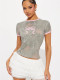 EVE Color Block Bow Print Short Sleeve Tops GXIY-XS-L45684