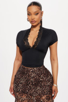 EVE Lace Patchwork V Neck T Shirt GXIY-K25L439