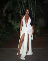 EVE Sleeveless Deep V Neck Split Maxi Dress GXIY-XS-L45434