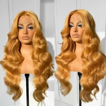 EVE Blonde Center Parted Long Curly Hair Big Waves Wigs YWHX-M1631