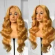 EVE Blonde Center Parted Long Curly Hair Big Waves Wigs YWHX-M1631