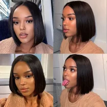 EVE Center Parted Short Straight Hair Bob Wig YWHX-M1555