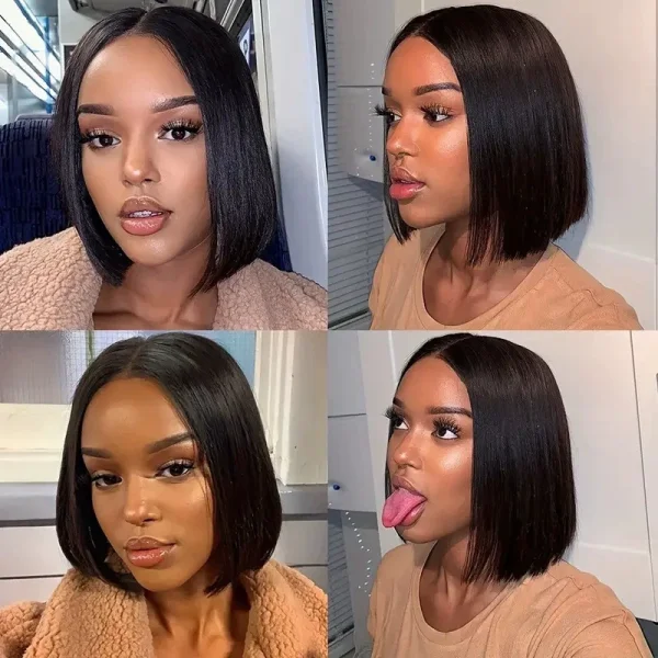 EVE Center Parted Short Straight Hair Bob Wig YWHX-M1555