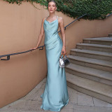 EVE Solid Color Halterneck Backless Maxi Dress GAXB-G1037DS