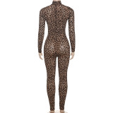 EVE Leopard Print Long Sleeve Jumpsuit XEF-K25Q76257