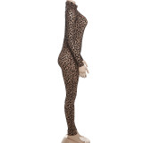 EVE Leopard Print Long Sleeve Jumpsuit XEF-K25Q76257