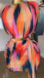 EVE Tie Dye Print Pleated Two Piece Skirts Set GMSF-240813002