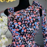 EVE Bow Printed Mid-Length Dress GMSF-9272