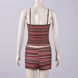 EVE Color Block Camisole Vest Short Two Piece Set GNZD-51849SBD