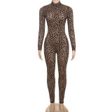 EVE Leopard Print Long Sleeve Jumpsuit XEF-K25Q76257