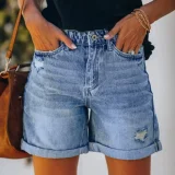 EVE Fashion Washed Straight Denim Shorts XCFF-329
