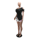 EVE One Shoulder Irregular Ruffles Tops CYA-901903