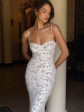 EVE Lace Patchwork Sling Backless Maxi Dress JHYB-551