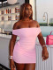 EVE Solid Color Mesh One Shoulder Mini Dress JHYB-D4B18155F
