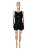 EVE Sleeveless Button Vest Shorts Two Piece Set SHD-9799