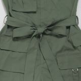 EVE Solid Color Wrap Chest Zipper Jumpsuit NY-3629