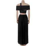 EVE Sexy One Shoulder See Through Mesh Maxi Dress BY-7430