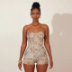 EVE Leopard Print Wrap Chest Tops And Shorts Suit SHD-9533