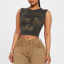 EVE Print Sleeveless T Shirts GBTF-31631THY