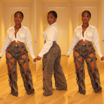 EVE Hot Drill Lapel Long Sleeve Shirt GBTF-31511THY