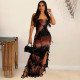 EVE Tie Dye Print Tassel Split Maxi Dress GBTF-7925DG