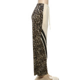 EVE Leopard Print Color Block Loose Pants GZJQ-K24P52854