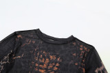 EVE Mesh See Through Long Sleeve Mini Dress GZJQ-K24D59910
